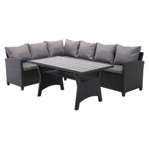 Ester Sofa-Set 2 Teile mit Kissen. Sofa Wendbar schwarz, grau.