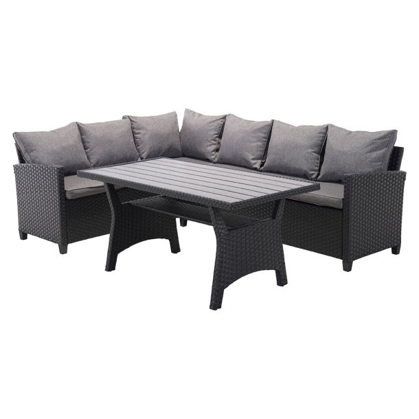 Ester sofast 2 dele med hynder. Sofa vendbar sort,gr.
