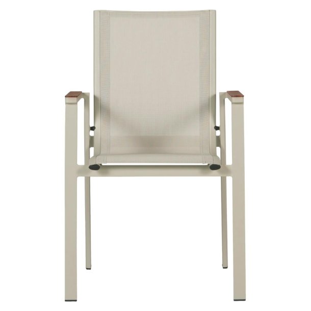 Marianne chaise de jardin avec accoudoirs empilable couleur sable.