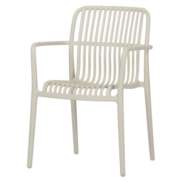 Iben chaise de jardin avec accoudoirs empilable couleur sable.