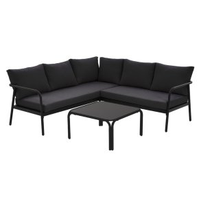 Olga Sofa-Set mit Kissen schwarz.