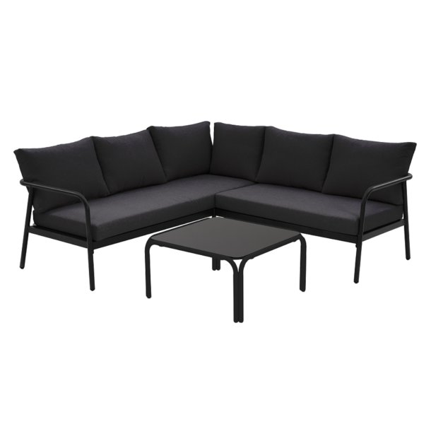 Olga Sofa-Set mit Kissen schwarz.