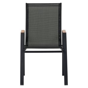 Nadine chaise de jardin avec accoudoirs empilable noir.