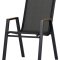 Nadine chaise de jardin avec accoudoirs empilable noir.