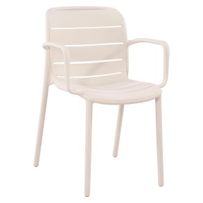 Silja Gartenstuhl mit Armlehnen stapelbar sandfarben.