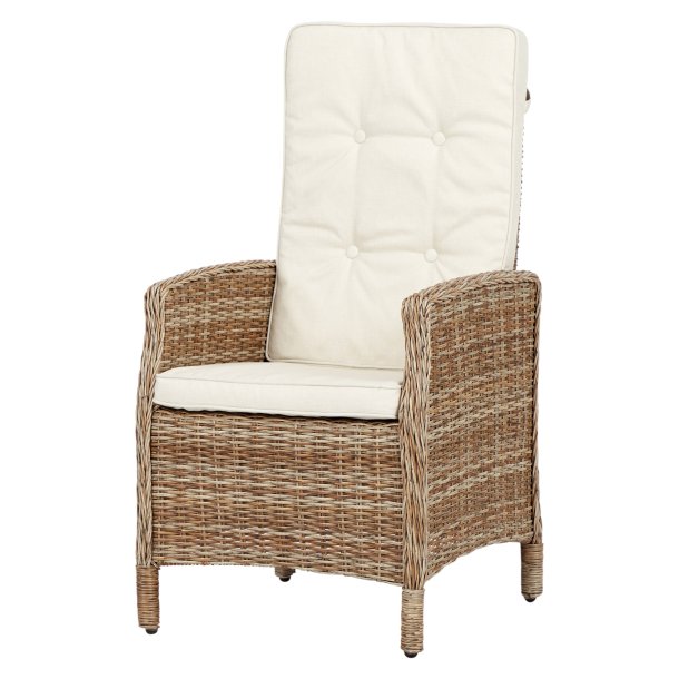 Gram Gartenstuhl inkl. Kissen, mit Pumpe, natur und offwhite.