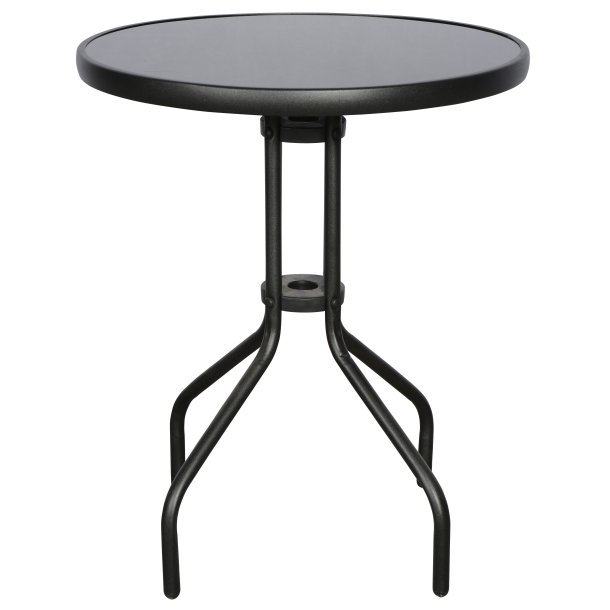 Aske cafe- og balkongmbel kafebord, 60 cm svart/svart.