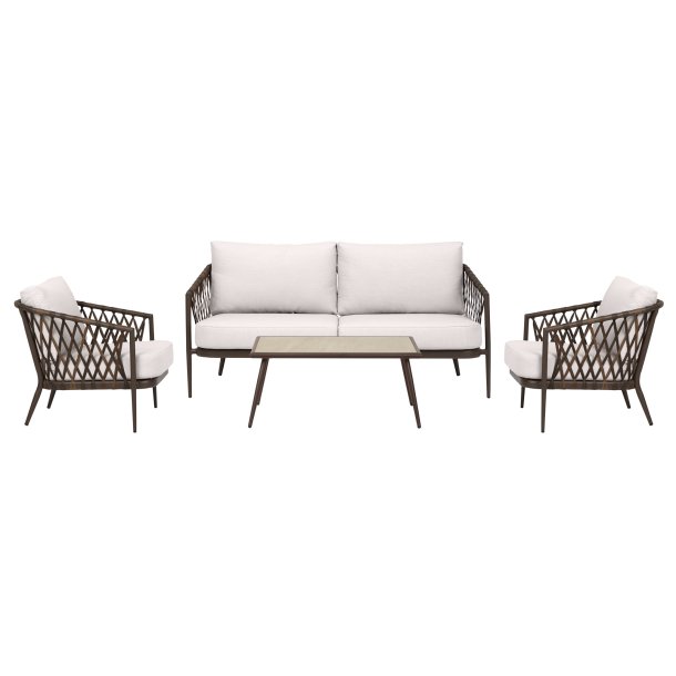 Harvey Gartenset mit 4 Teilen inkl. Kissen braun, Natur.