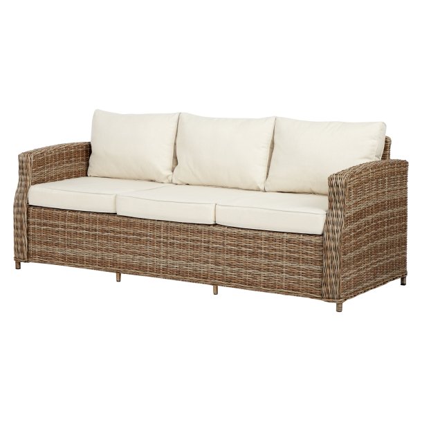 Gram hagesofa 3 seter, inkl. pute, natur og off white.