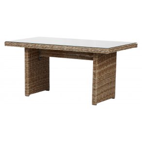 Gram Gartentisch 142 x 76 cm, mit Glasplatte, natur.