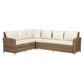 Gram Gartensofa Eck, inkl. Sitzkissen, natur und offwhite.