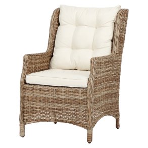 Gram Gartenstuhl Modell 2, inkl. Sitzkissen, natur und offwhite.