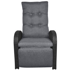 Jorl loungem�bel havestol, sofastol med trinl�s vipperyg og fodst�tte sort/gr�.