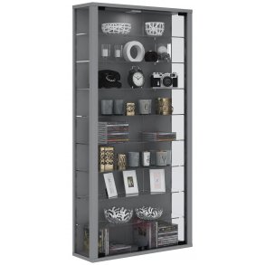 Vitrosa Maxi Vitrinenschrank Wandhngend mit 2 Glastren 8 Glasbden Silberfarbig.