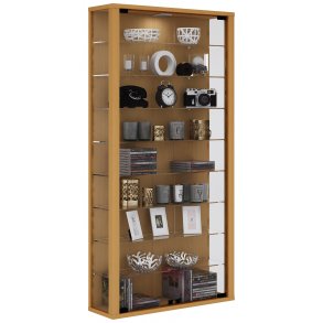 Vitrosa Maxi Vitrinenschrank wandhängend mit 2 Glastüren und Licht Buche dekor.