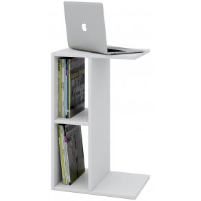 Nachto Couchtisch , Laptop Tisch 2 Regale weiß.