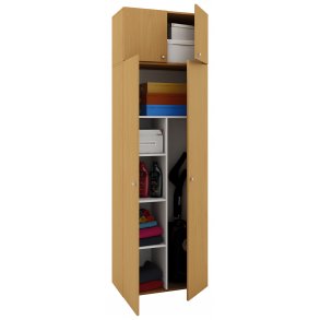 Vandol II Universalschrank, Reinigungsschrank mit Oberschrank 4 Türen Buche dekor.