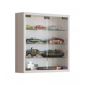 Mandosa S Vitrinenschrank an der Wand montierte 2 Glastüren weiß.