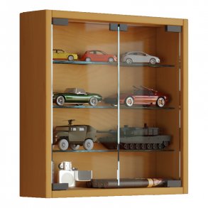 Mandosa S Vitrinenschrank an der Wand montierte 2 Glastüren Buche dekor.