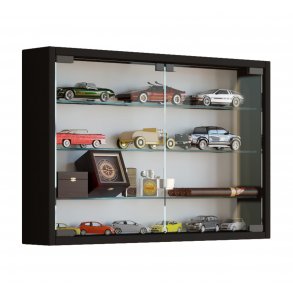 Mandosa M Vitrinenschrank an der Wand montierte 2 Glastüren schwarz.