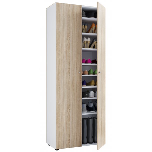 Vandol I Schuhschrank 2 Türen Weiß,Sonoma-Eiche dekor.