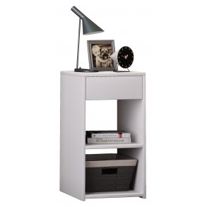 Sledo Maxi natbord, 1 skuffe, 2 hylder, hvid.