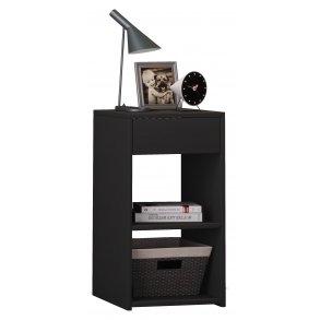 Sledo Maxi Nachttisch 1 Schublade, 2 Regale schwarz.