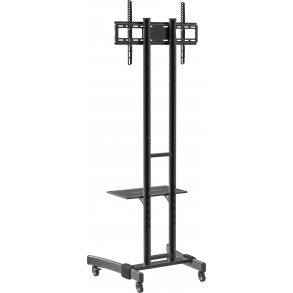 B-MS 190 gulvstativ til TV hydejusterbar med 1 hylle og hjul svart.