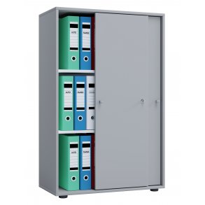 Lona XL Szafka biurowa z 2 przesuwanych drzw i zamkiem szary.