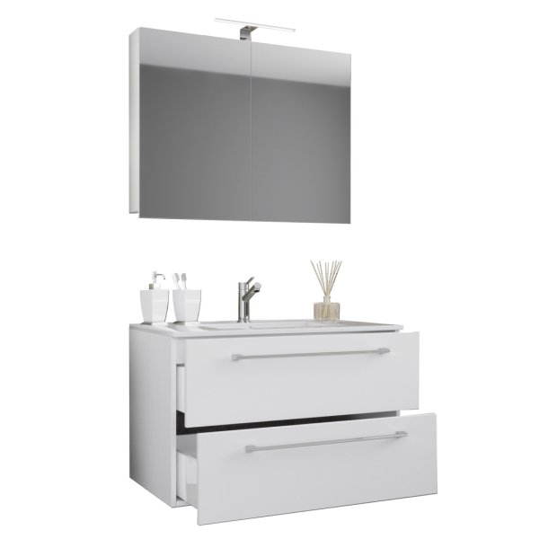 Badinos Badmbel-Sets Spiegelschrank 80 cm Wei.