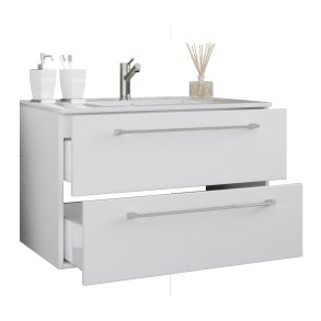 Badinos tvttskp 80 cm, 2 ldor, vit.