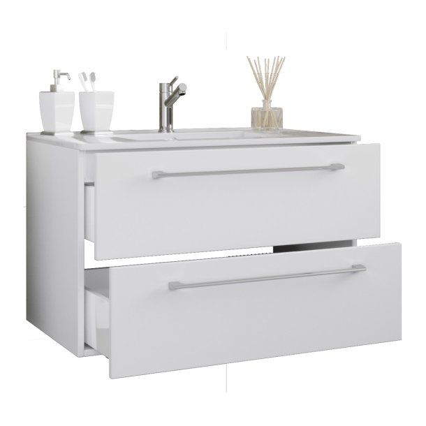 Badinos tvttskp 80 cm, 2 ldor, vit.