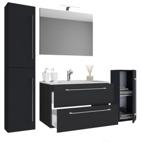 Badinos badrumsmbler A 60 cm, spegel, svart.