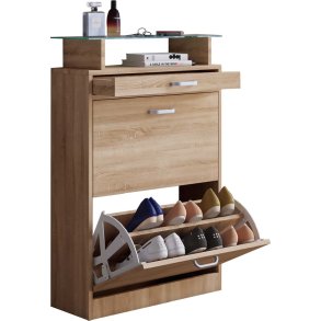 Scarpiera Braso 2 ante a soffietto 1 cassetto decoro rovere.