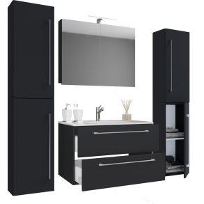 Badinos badrumsmbler B 80 cm, spegelskp, svart.