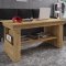 Kobila Table basse avec plateau rglable en hauteur, 1 tablette de rangement et 2 compartiments, imitation chne miel. 