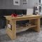 Kobila Table basse avec plateau rglable en hauteur, 1 tablette de rangement et 2 compartiments, imitation chne miel. 