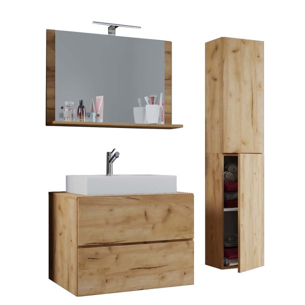 LendasL baderomsinnredning 60 cm, speil , honning eik dekor.