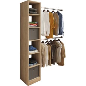 Dacho2 kldeskab reol med 2xbjlestang 6 hylder egetr dekor.