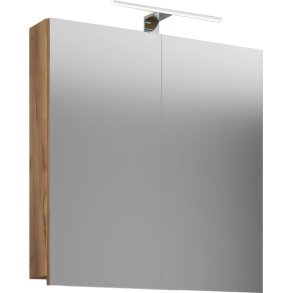 VCB1 Bad Wandschrank m Spiegel 60cm inkl. Licht Honig Eiche Dekor.