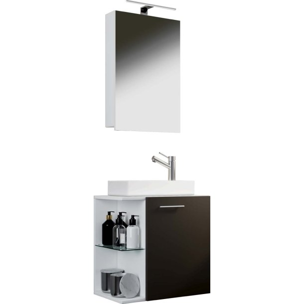 Hausa baderomsinnredning hvit, antracitt.