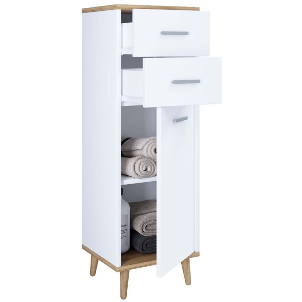 LandosI Hochschrank Bad wei, Eiche dekor.
