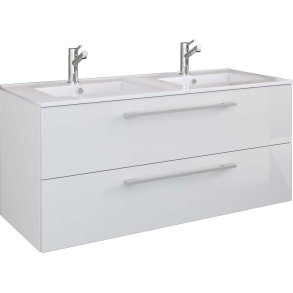 Budasi Waschbeckenunterschrank Doppelwaschbecken wei.