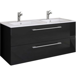 Budasi Waschbeckenunterschrank Doppelwaschbecken schwarz.
