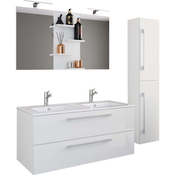 BudasiS Badmbelset Doppelwaschbecken wei.