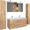 BudasiS Badmbelset Doppelwaschbecken Eiche dekor.