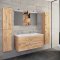 BudasiS Badmbelset Doppelwaschbecken Eiche dekor.