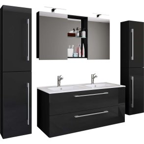 BudasiSS Badmbelset Doppelwaschbecken schwarz.