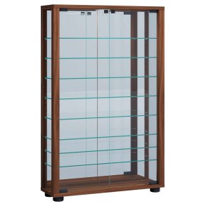 VitrosaMaxi Vitrinenschrank wandhngend mit Spiegel 2 Glastren Nussbaum dekor.