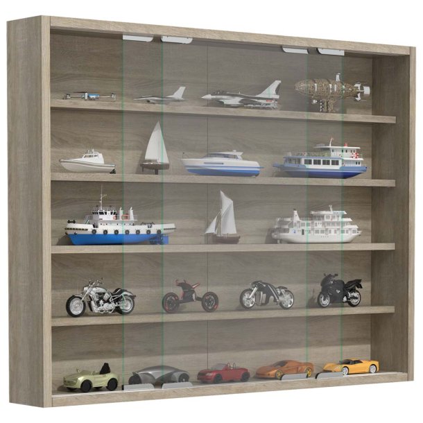 AgisaL Glasvitrinen wandhängend 2 Schiebetüren Eiche dekor.